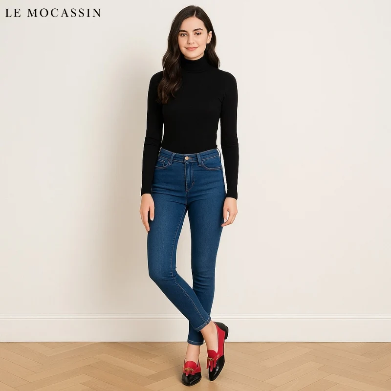 Mocassins À Glands En Cuir Et Bout Rond Pour Femme
