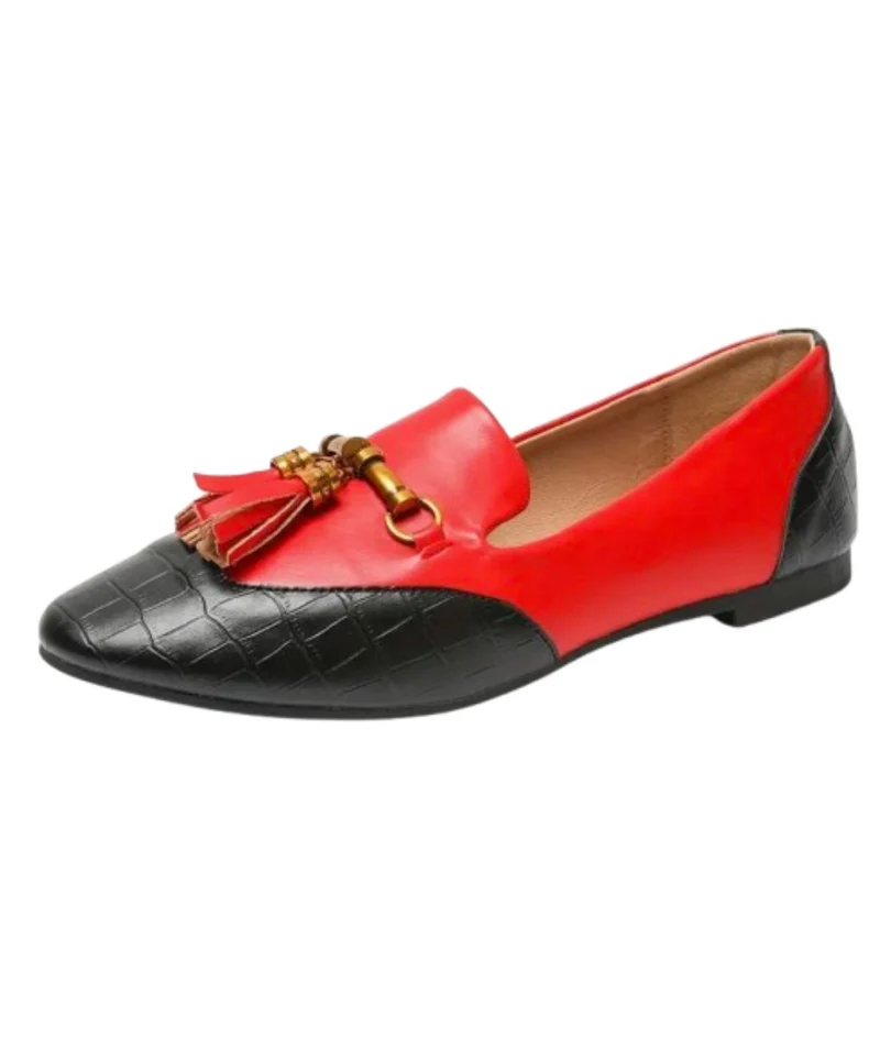 Mocassins À Glands En Cuir Et Bout Rond Pour Femme