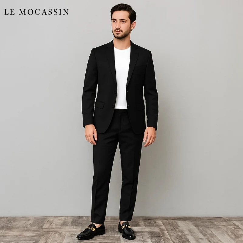 Mocassins À Glands En Cuir Et Bandelette Dorée Pour Homme