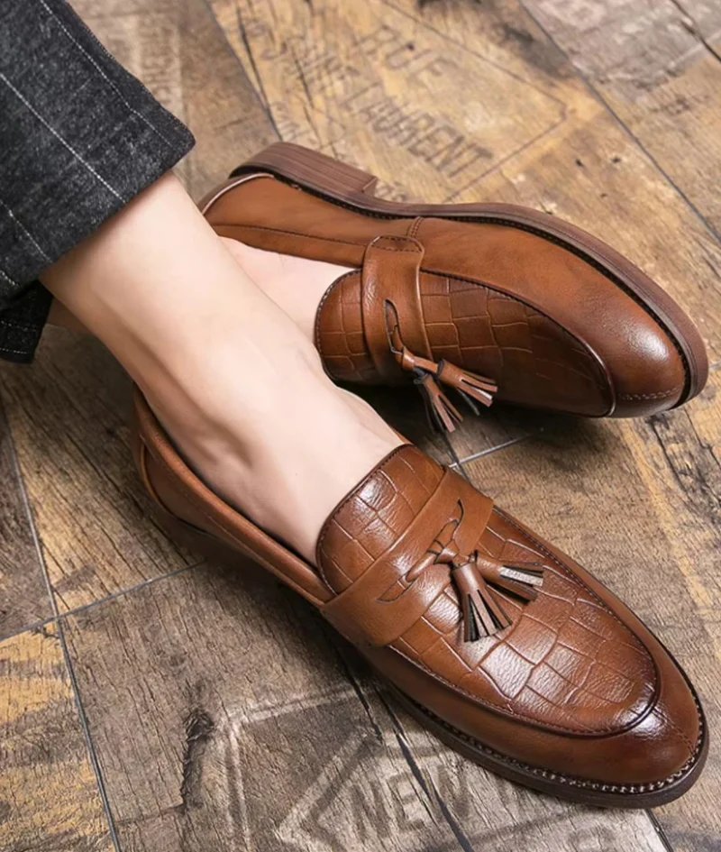 Mocassins À Glands Effet Cuir Crocodile