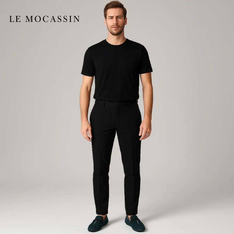 Mocassins À Gland Vert Métallique Pour Hommes