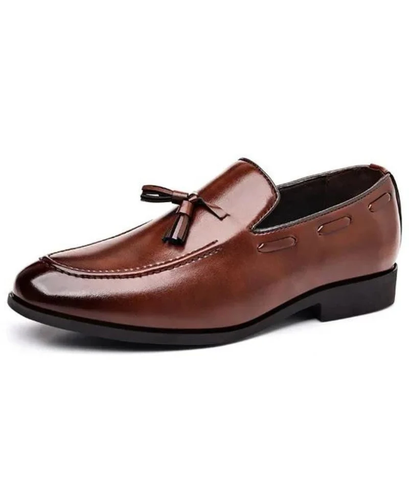 Mocassins À Gland En Cuir Véritable Marron Pour Hommes