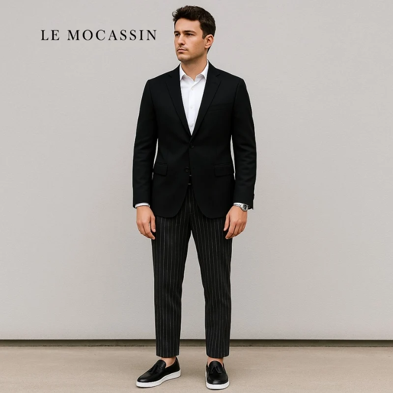 Mocassins À Gland En Cuir À Semelles Blanches Pour Hommes