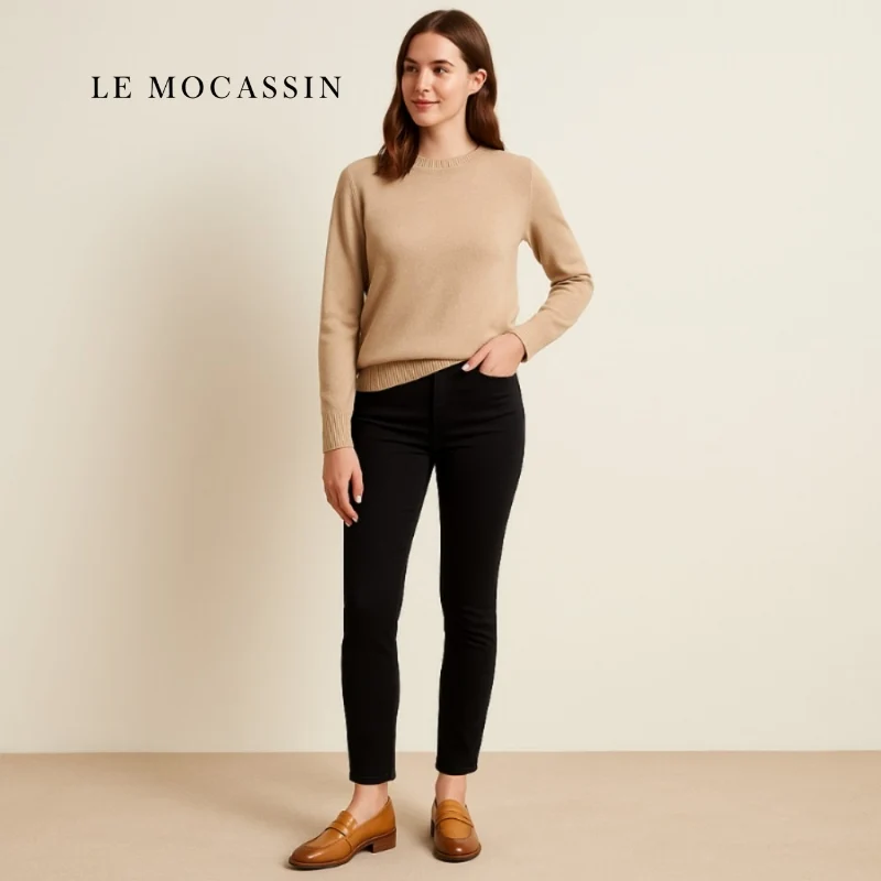 Mocassins À Enfiler En Cuir Véritable Pour Femme