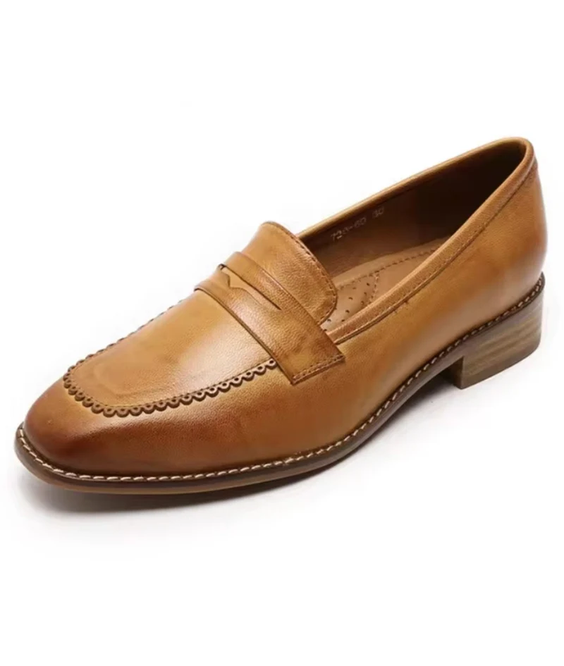 Mocassins À Enfiler En Cuir Véritable Pour Femme