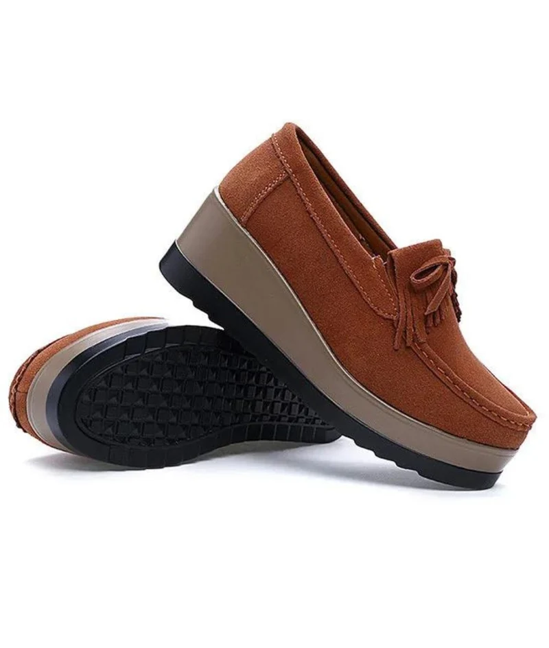 Mocassins À Semelle Compensée En Daim Pour Femme