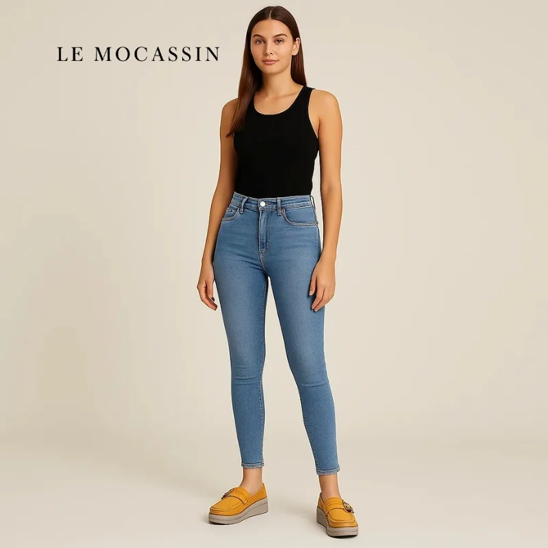 Mocassins Compensés Type Baskets Détails Brillants