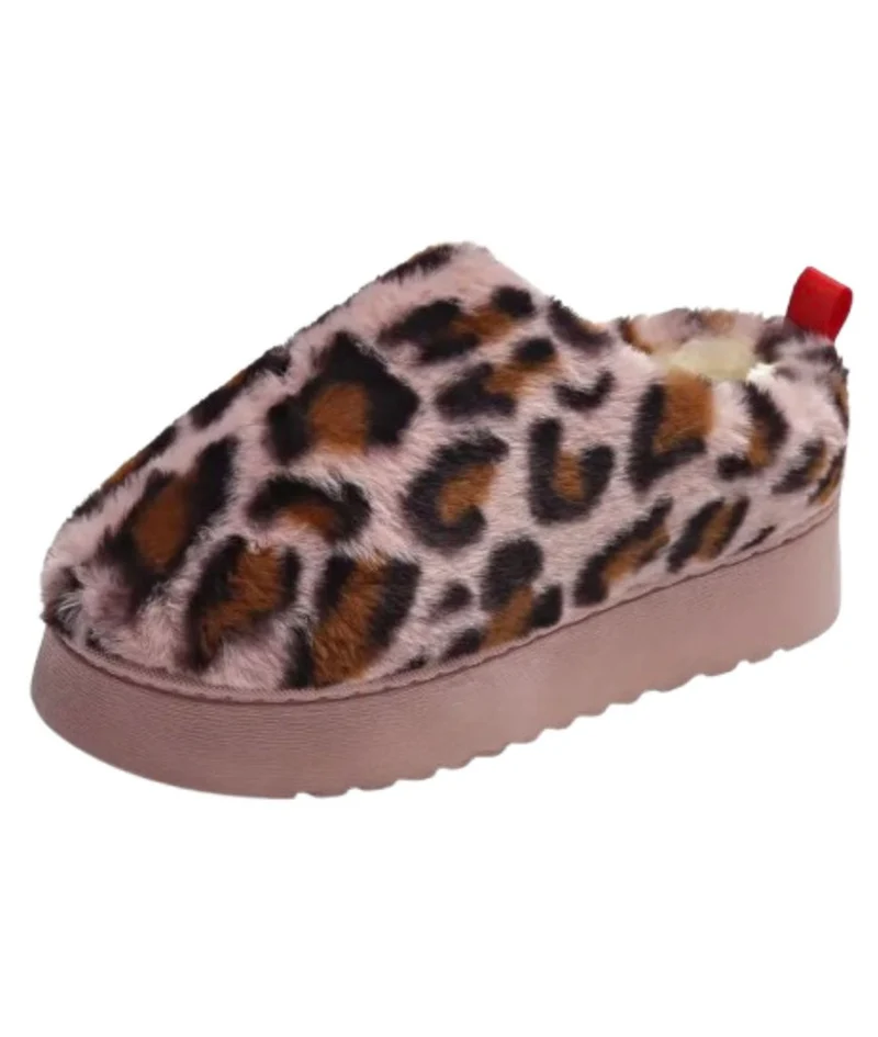 Mocassins Léopard Tendance Avec Semelle Épaisse Rose Pour Femme