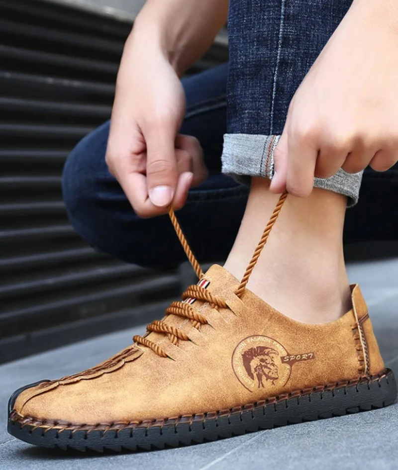 Mocassins En Cuir Synthétique Pour Homme Avec Semelle Orthopédique