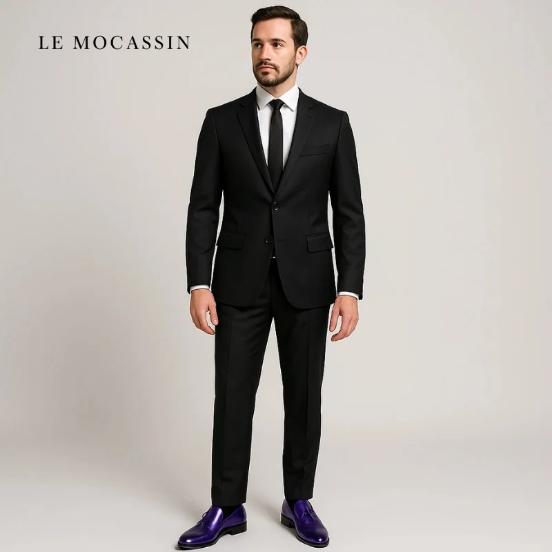 Mocassins À Gland Violet Métallique Pour Hommes