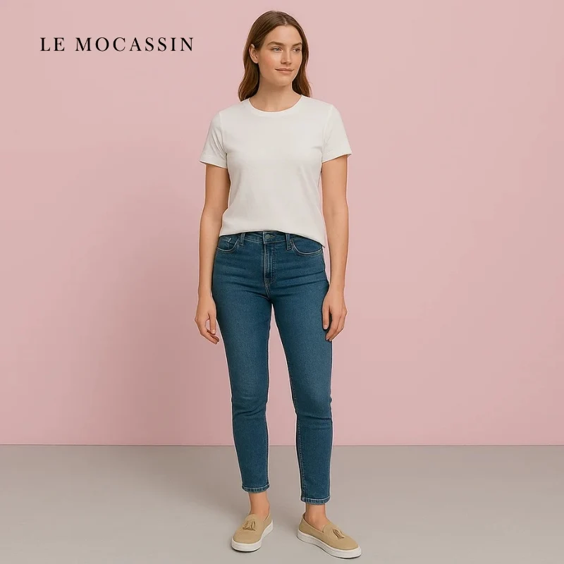 Mocassins À Gland Beige Semelle Épaisse Pour Femme