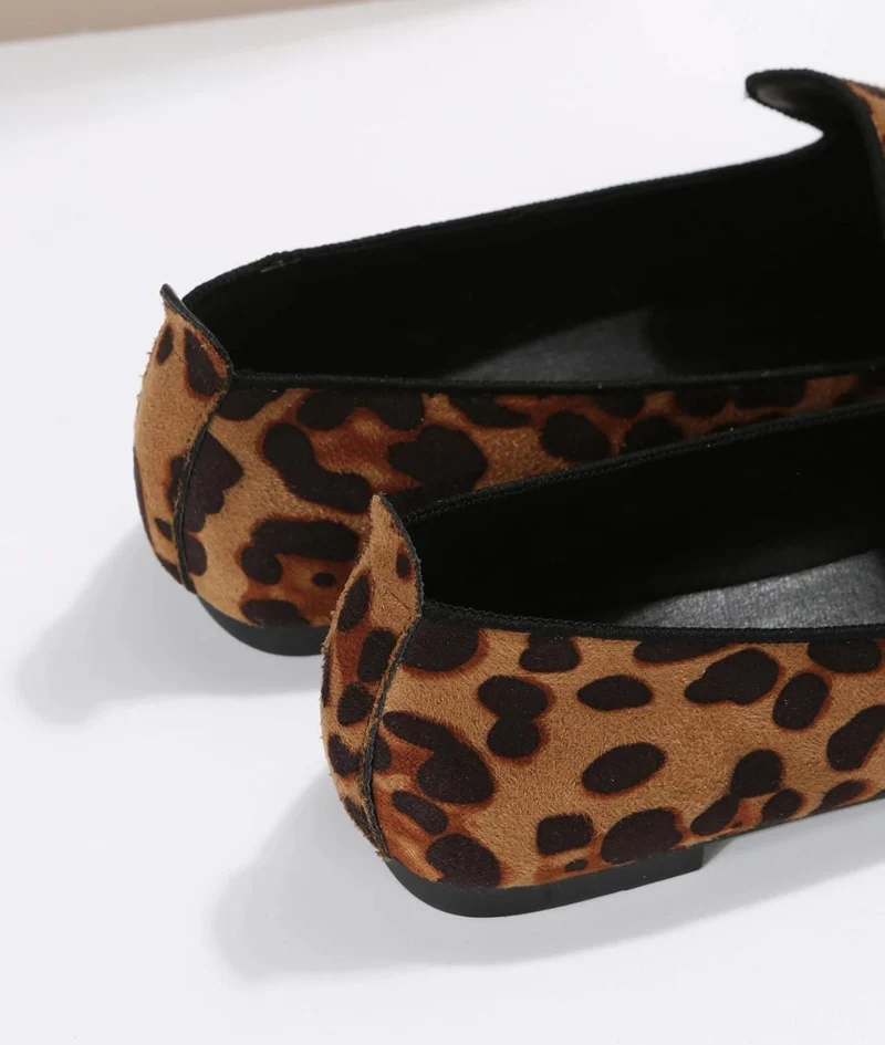 Mocassins Imprimé Léopard À Bout Carré Pour Femme
