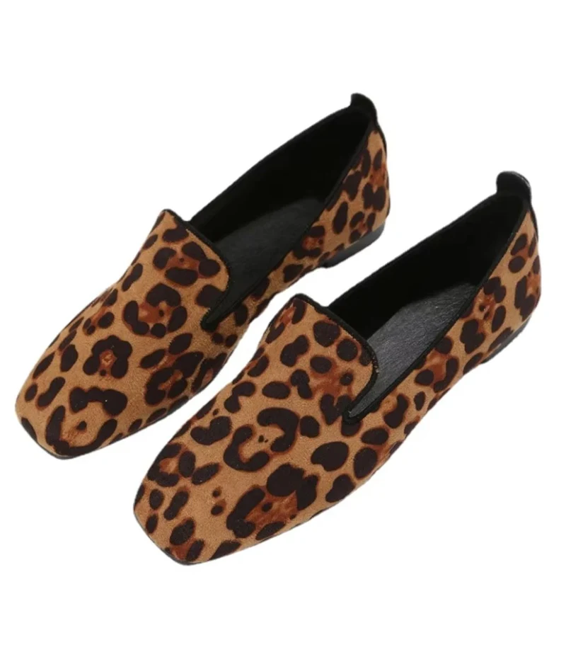 Mocassins Imprimé Léopard À Bout Carré Pour Femme