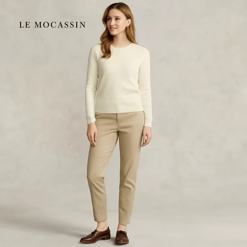 Mocassins À Talons Carrés En Cuir Souple Pour Femmes