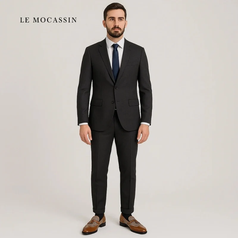 Mocassins À Gland À Carreaux Marron Et Blanc Pour Homme