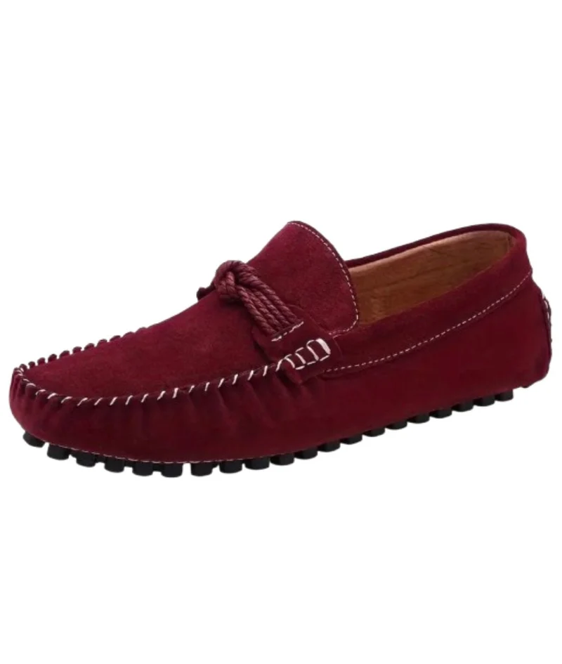 Mocassins Design En Daim Rouge Pour Hommes