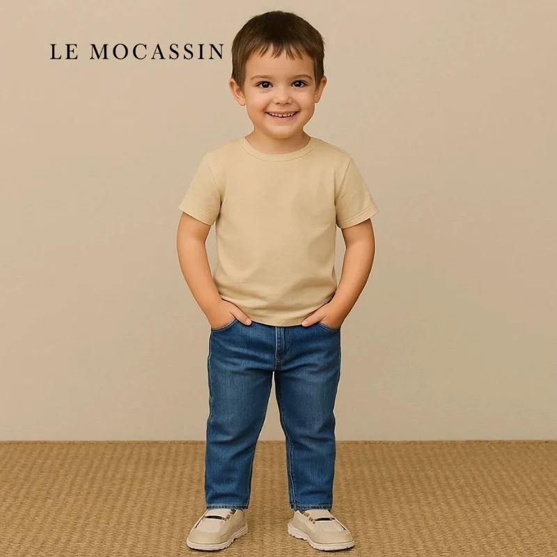 Mocassins En Tissu De Couleur Neutre Pour Garçons