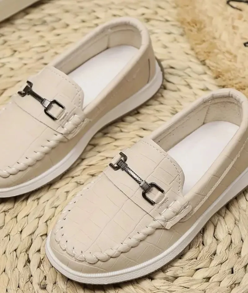 Mocassins En Tissu De Couleur Neutre Pour Garçons