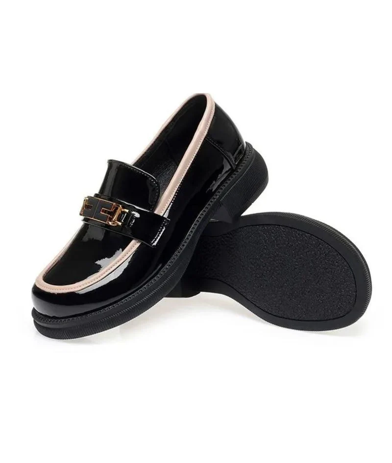 Mocassins À Bout Rond En Cuir Verni Pour Femmes