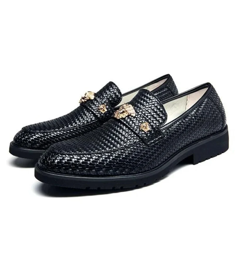 Mocassins À Bout Pointu En Cuir Verni Avec Nœud Décoratif
