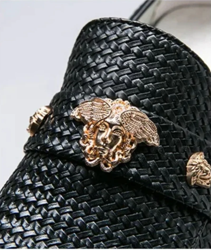 Mocassins À Bout Pointu En Cuir Verni Avec Nœud Décoratif