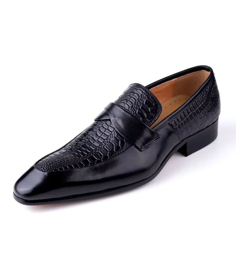 Mocassins À Bout Pointu En Cuir Véritable Pour Homme