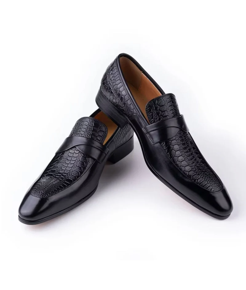 Mocassins À Bout Pointu En Cuir Véritable Pour Homme