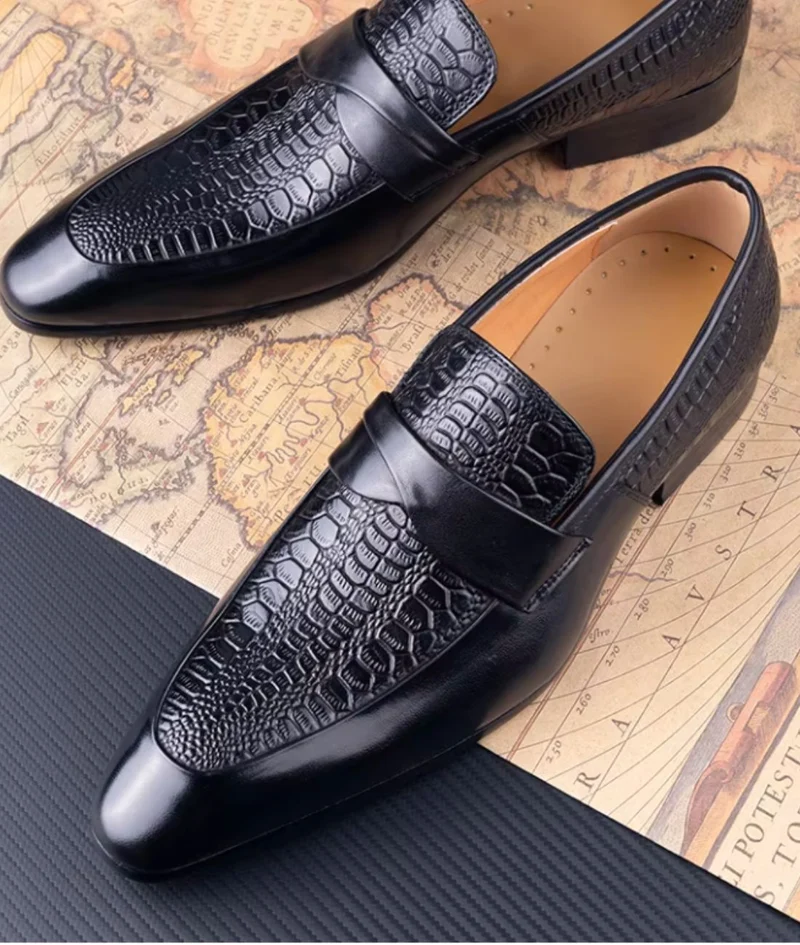 Mocassins À Bout Pointu En Cuir Véritable Pour Homme