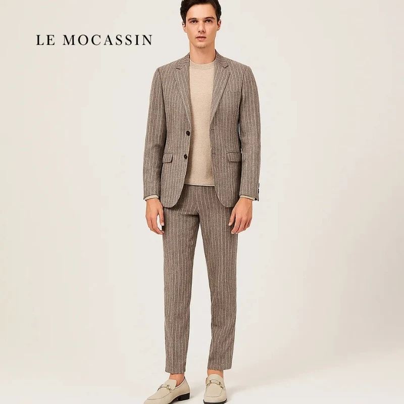 Mocassin Homme Beige Italien en Daim