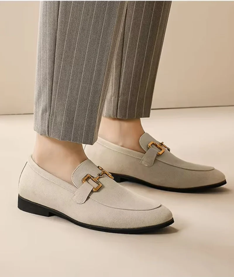 Mocassin Homme Beige Italien en Daim