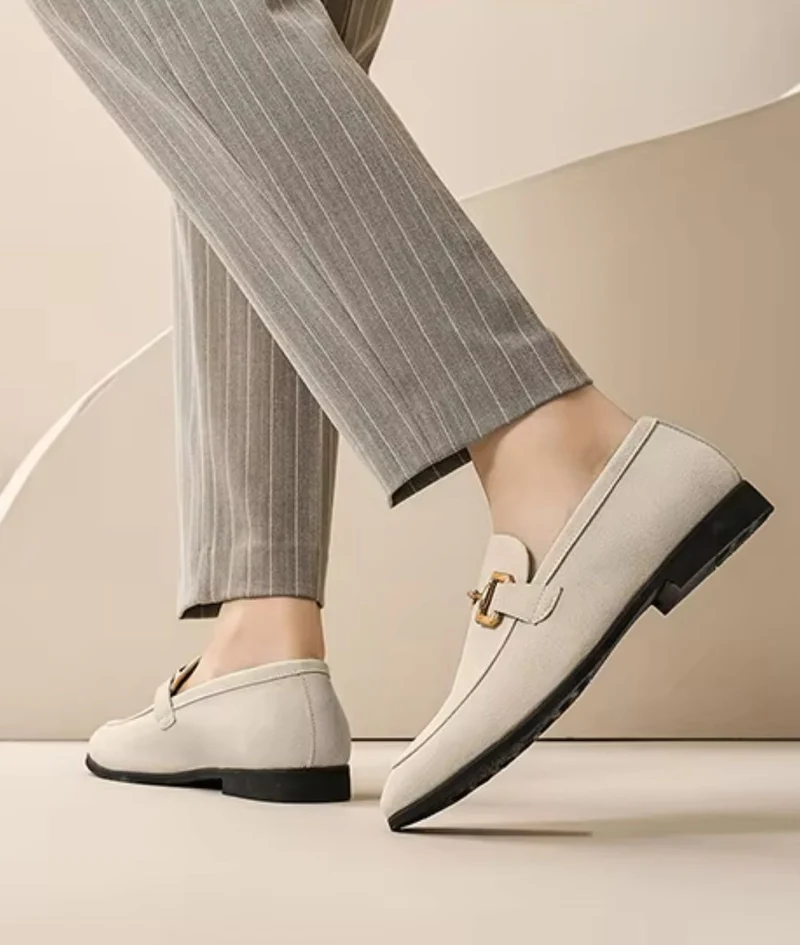 Mocassin Homme Beige Italien en Daim