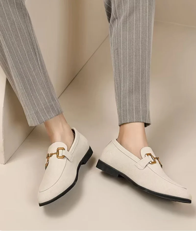 Mocassin Homme Beige Italien en Daim