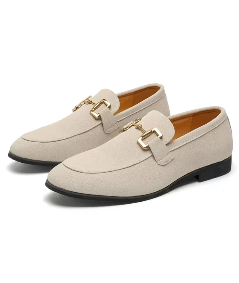 Mocassin Homme Beige Italien en Daim