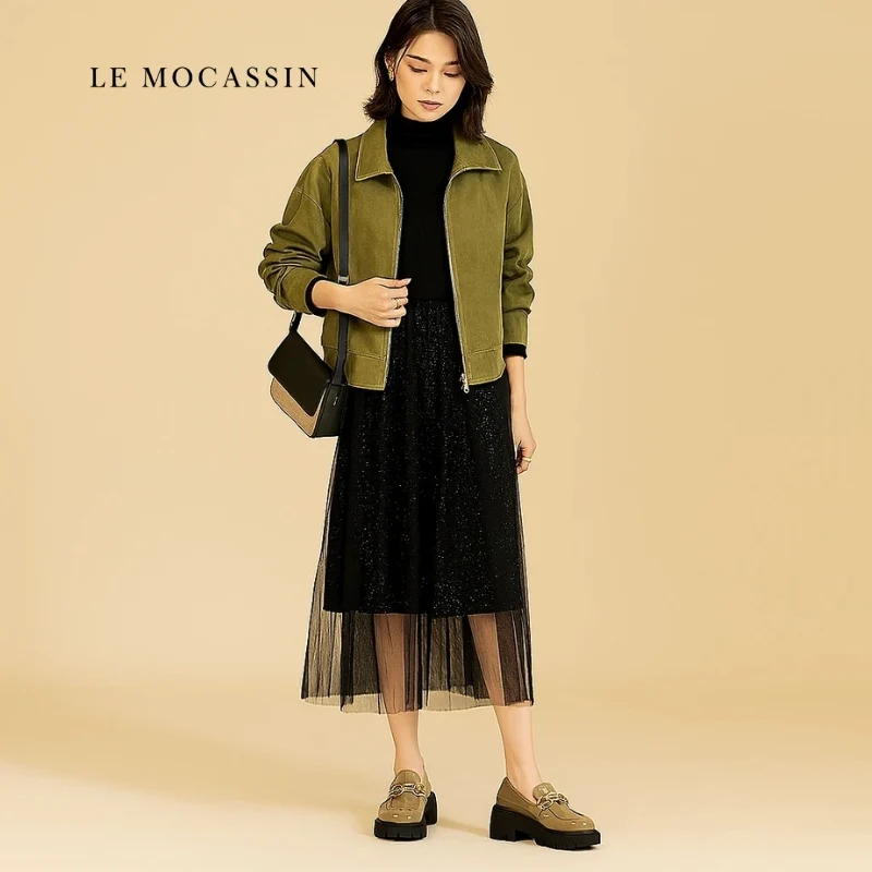 Mocassin En Cuir Végan Effet Croco Et À Boucle Dorée