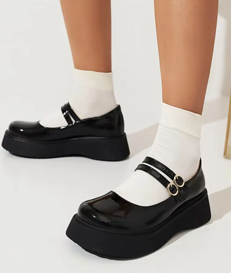 Mocassin Ballerine Vernis À Doubles Boucles