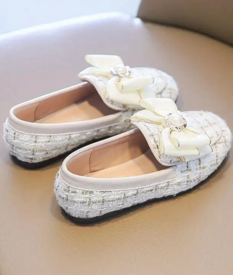 Mocassin Ballerine En Satin Avec Nœud Et Clous
