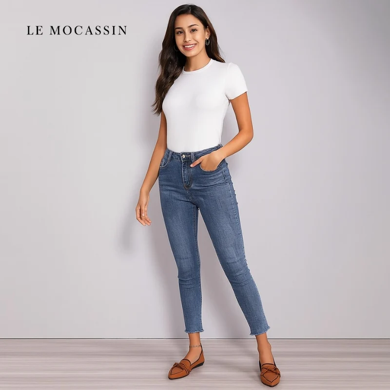 Mocassin Ballerine Bout Pointu Avec Boucles