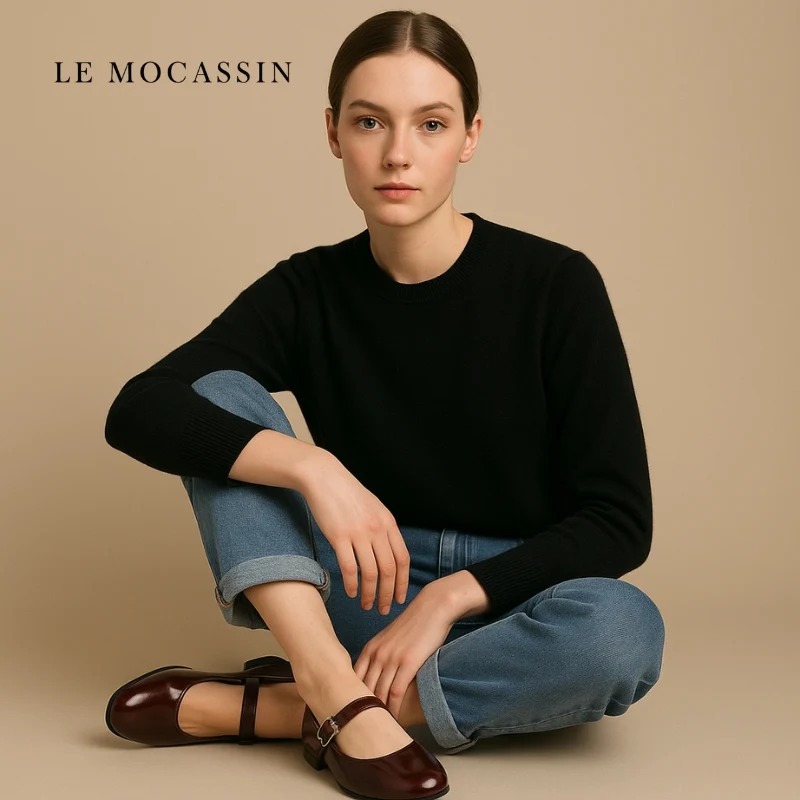 Mocassin Ballerine À Talon Vernis