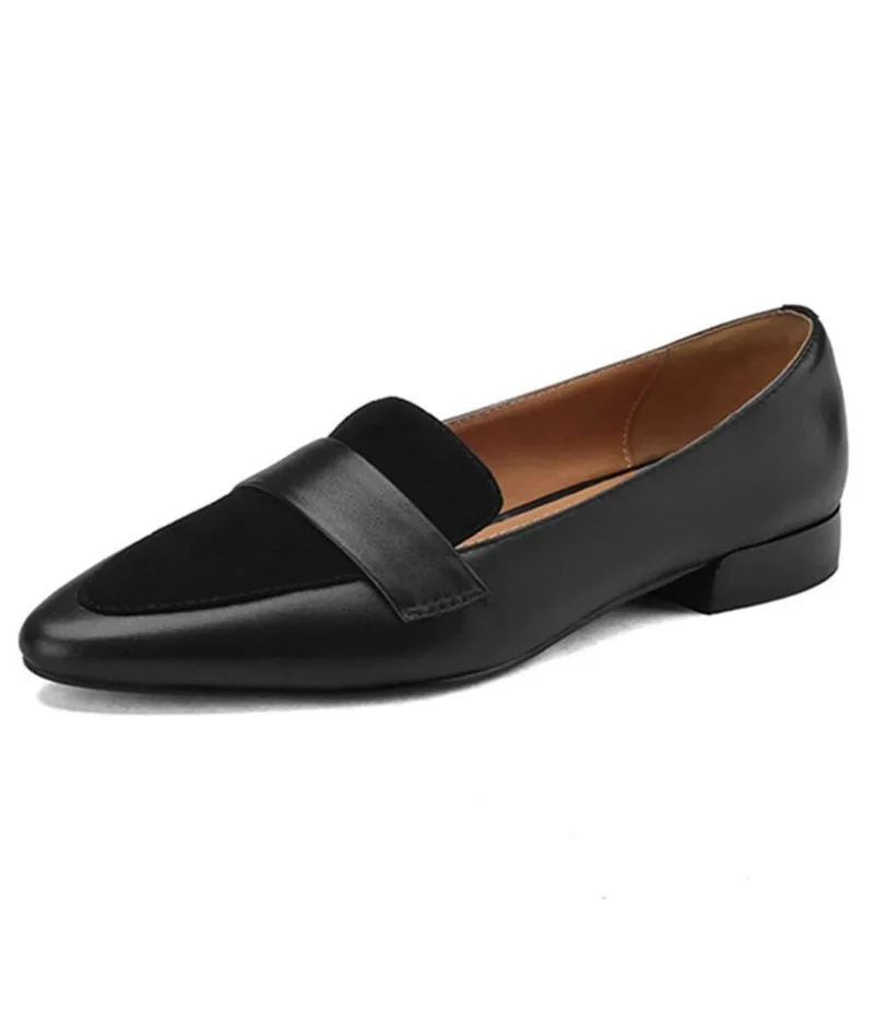 Mocassin Ballerine À Talon Carré
