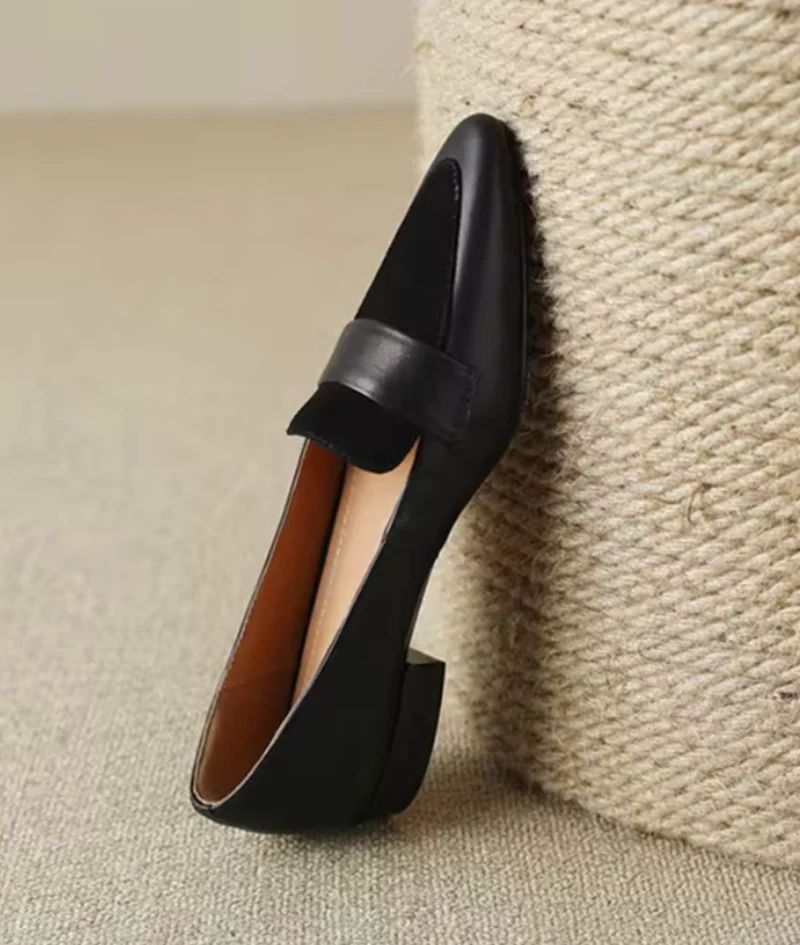Mocassin Ballerine À Talon Carré