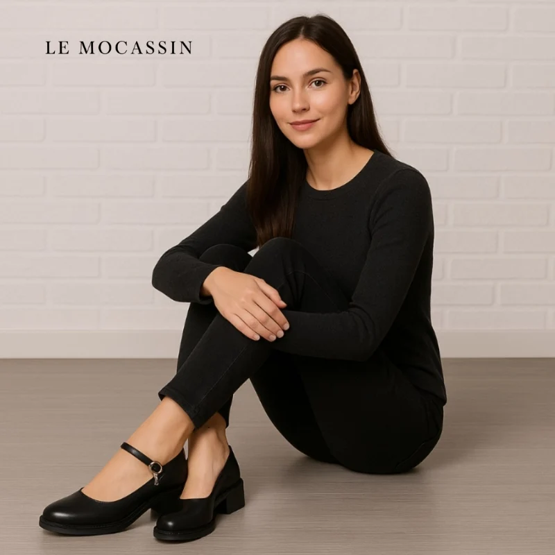 Mocassin À Talons Carrés Élégants