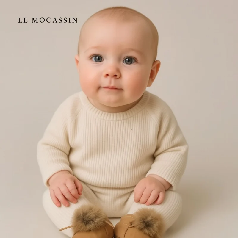 Bottines Mocassins Indiens En Cuir Et Fourrure Pour Bébé