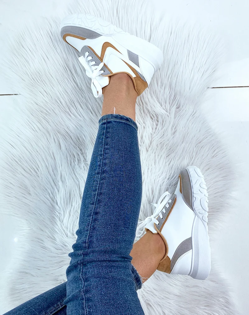 Basket blanche et camel