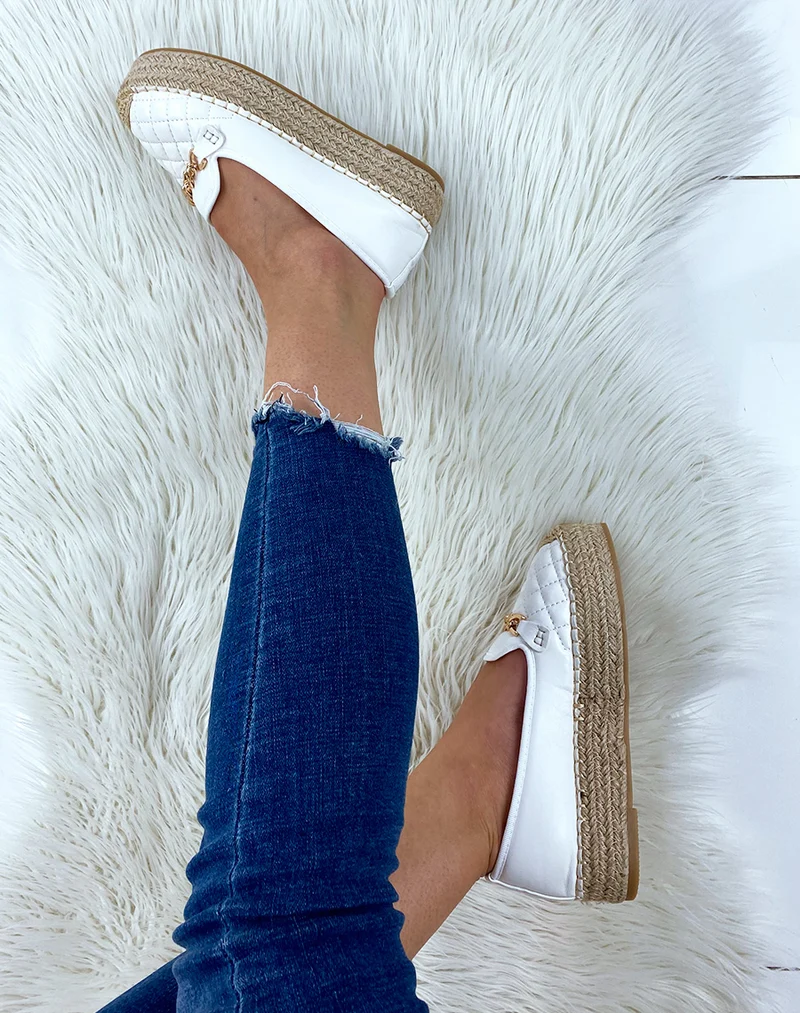 Espadrilles blanches matelassées à plateforme