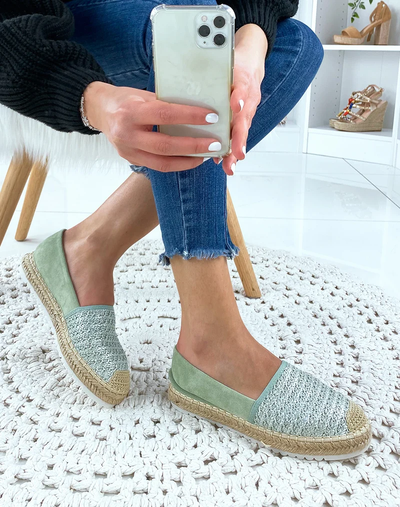 Espadrilles en jute vert
