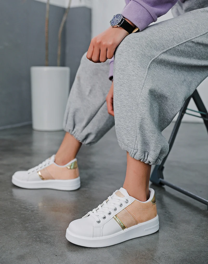 Basket bi-matière blanches et rose