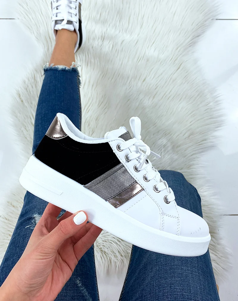 Basket bi-matière blanches et noires