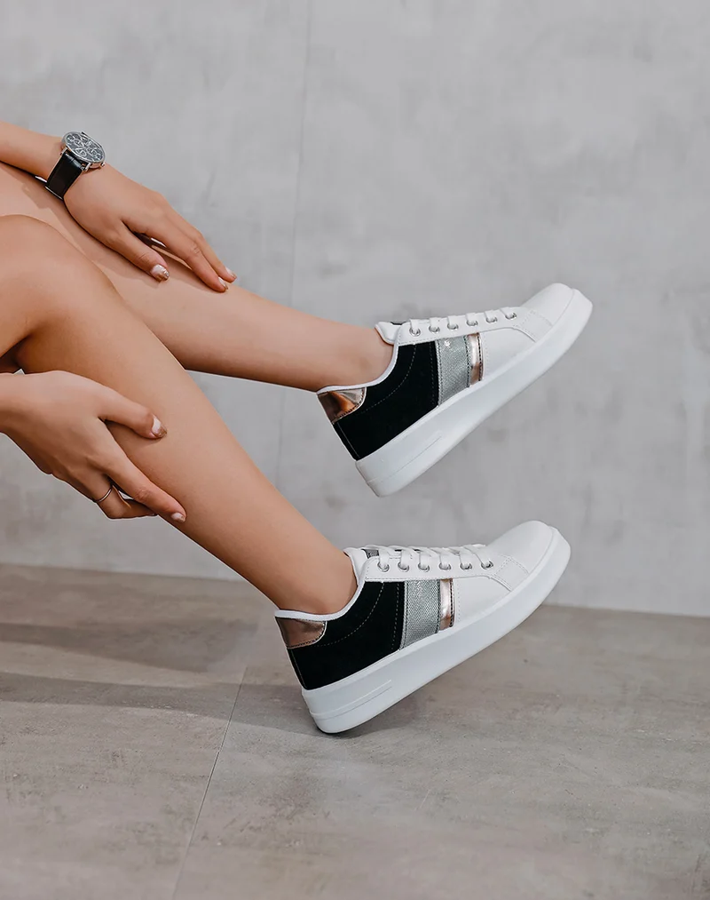 Basket bi-matière blanches et noires