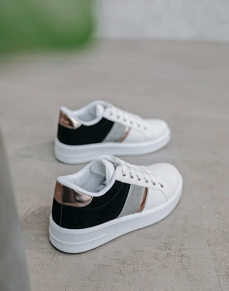 Basket bi-matière blanches et noires