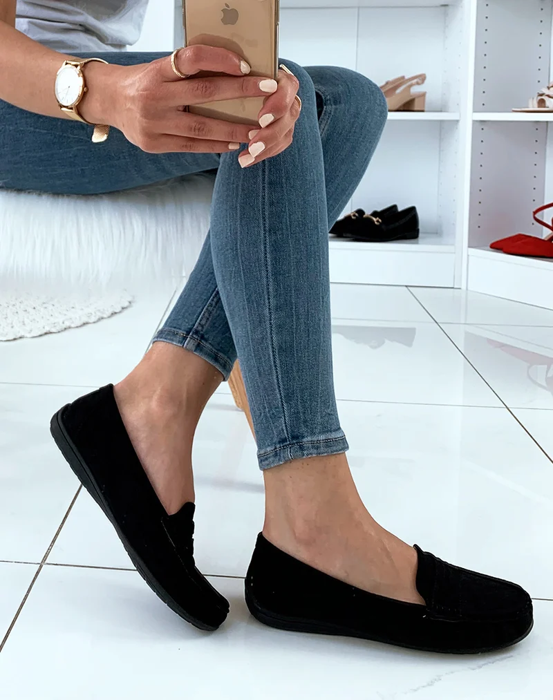 Mocassins noirs en suédine